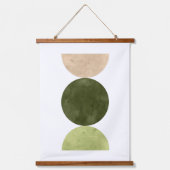 オリーブグリーンの幾何学模様 吊り下げ型タペストリー (正面2)