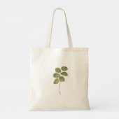 オリーブグリーンの植物押し葉モノプリント トートバッグ (裏面)