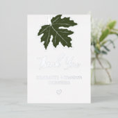 オリーブグリーンの秋の紅葉ウェディングサンクス 箔招待状 (立ち正面)