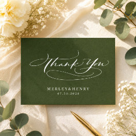 オリーブグリーンの結婚式の予算の感謝の気持ちを書く ノートカード