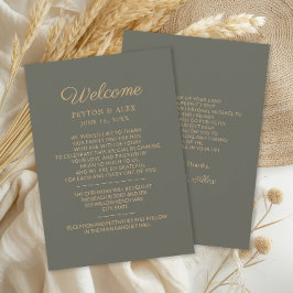 オリーブグリーンの結婚式ウェルカム+スケジュール