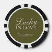 オリーブグリーンの結婚式ゲストブック ポーカーチップ (正面)