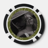 オリーブグリーンの結婚式ゲストブック ポーカーチップ (裏面)