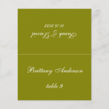 オリーブグリーンの結婚式ゲスト名の席札
