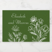 オリーブグリーンの結婚式ミニワインボトルラベル スパークリングワインラベル (シングルラベル)