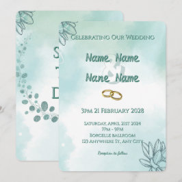オリーブグリーンの結婚式招待状 セーブザデート