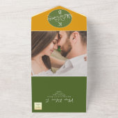 オリーブグリーンの結婚式 オールインワン招待状 (外側)