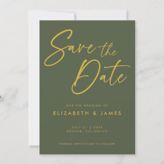 オリーブグリーンの結婚式 Save The Date 招待状