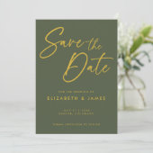 オリーブグリーンの結婚式 Save The Date 招待状 (スタンド正面)