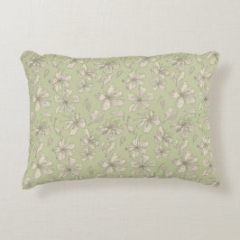 オリーブグリーンの花を投げる – シームレスなパターン。 アクセントクッション