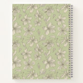 オリーブグリーンの花を投げる – シームレスなパターン。 ノートブック (裏面)