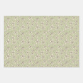 オリーブグリーンの花を投げる – シームレスなパターン。 ラッピングペーパーシート (正面3)