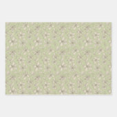 オリーブグリーンの花を投げる – シームレスなパターン。 ラッピングペーパーシート (正面2)