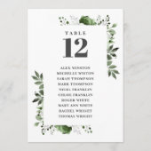 オリーブグリーンの花柄テーブルナンバー席次表 招待状 (裏面)