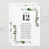 オリーブグリーンの花柄テーブルナンバー席次表 招待状 (正面/裏面)