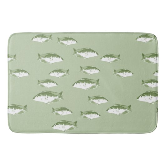 オリーブグリーンの魚 バスマット (正面)