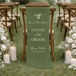 オリーブグリーンの鳩の結婚式追悼パーソナライズデザイン ショートテーブルランナー