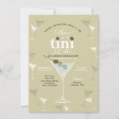 オリーブグリーンアティニビットオールドマルティニ誕生日 招待状 (正面)