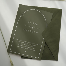 オリーブグリーンアーチ。エレガントミニマ結婚リストQR 招待状