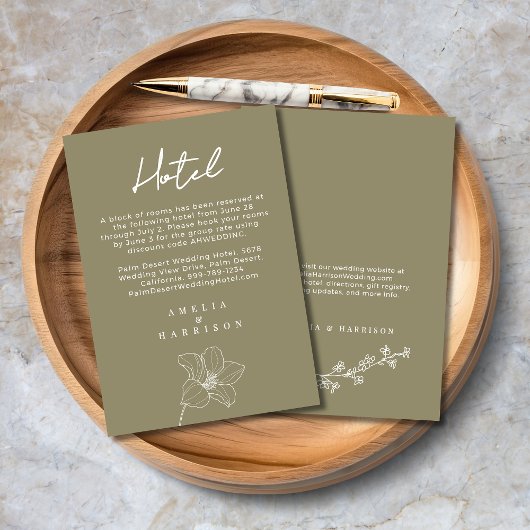 オリーブグリーンエレガントウェディングホテル エンクロージャーカード