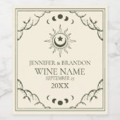 オリーブグリーンエレガントタロットカー結婚ドのワインラベル ワインラベル (シングルラベル)