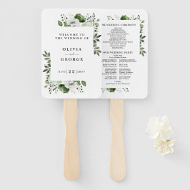 オリーブグリーンエレガントフローラ結婚式 プログラム ハンドファン
