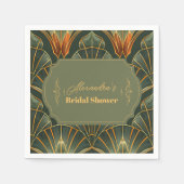 オリーブグリーンエレガントヴィンテージ華美ブライダル スタンダードカクテルナプキン (正面)