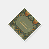 オリーブグリーンエレガントヴィンテージ華美ブライダル スタンダードカクテルナプキン (角)