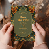 オリーブグリーンエレガントヴィン華美テージ結婚式 セーブザデート