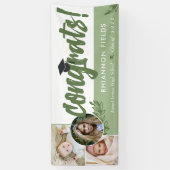 オリーブグリーンオーバーラップフォトおめでとう卒業 横断幕 (縦)