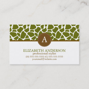 オリーブグリーンキリン模様モノグラム 名刺