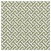 オリーブグリーンギリシャ鍵パターン ファブリック (クローズアップ)