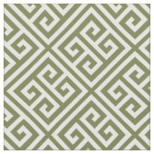 オリーブグリーンギリシャ鍵パターン ファブリック (クローズアップ)