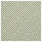 オリーブグリーンギリシャ鍵パターン ファブリック (見本)