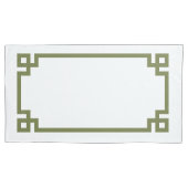 オリーブグリーンギリシャ鍵縁どキングサイズ 枕カバー (正面左)