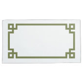 オリーブグリーンギリシャ鍵縁どキングサイズ 枕カバー (正面右)