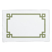 オリーブグリーンギリシャ鍵縁ど標準 枕カバー (正面右)