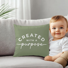 オリーブグリーンクリスチャン引用文装飾用クッション クッション