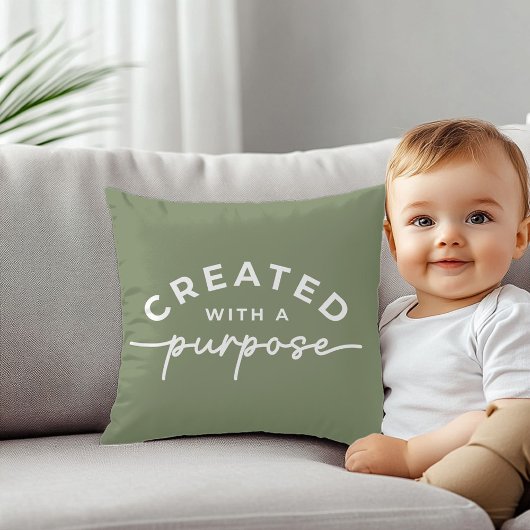 オリーブグリーンクリスチャン引用文装飾用クッション クッション