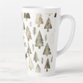 オリーブグリーンクリスマスツリー金ゴールドグリッターサークル カフェラテマグ (右)