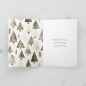 オリーブグリーンクリスマスツリー金ゴールドグリッターサークル カード (内部)