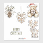 オリーブグリーンクリスマスツリー金ゴールドグリッターサークル シール (シート)