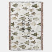 オリーブグリーンクリスマスツリー スローブランケット (正面縦)