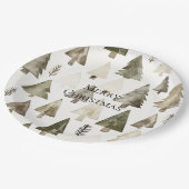 オリーブグリーンクリスマスツリー ペーパープレート (アングル)