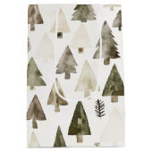 オリーブグリーンクリスマスツリー ミディアムペーパーバッグ (裏面)