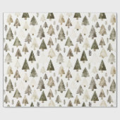 オリーブグリーンクリスマスツリー ラッピングペーパー (フラット)