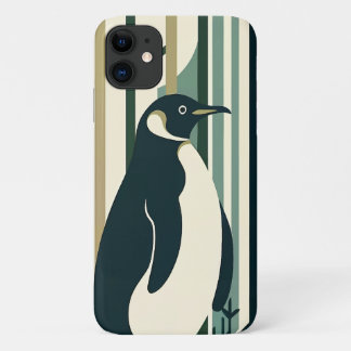 オリーブグリーンクリームペンギンイラストレーションフォレスト iPhone 11 ケース