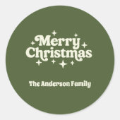 オリーブグリーンクリームメリークリスマスのお願い ラウンドシール (正面)