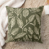 オリーブグリーンクリーム植物繊維スタンプ クッション (ブランケット)