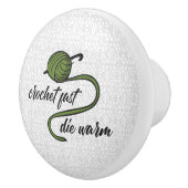 オリーブグリーンクロシェ速く、暖かく死ぬ セラミックノブ (右)